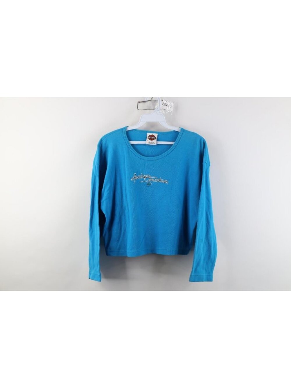 Vtg Y2K 2002 Harley Davidson Womens XL Babydoll Cropped Long Sleeve T-Shirt USA